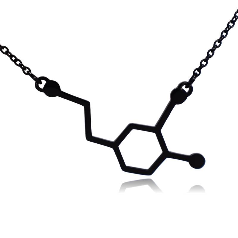 Dopamin-Neurotransmitter-Molekül-Edelstahl-Halskette Dopamin-Neurotransmitter-Molekül-Edelstahl-Halskette von ClaytonJewelryLabs