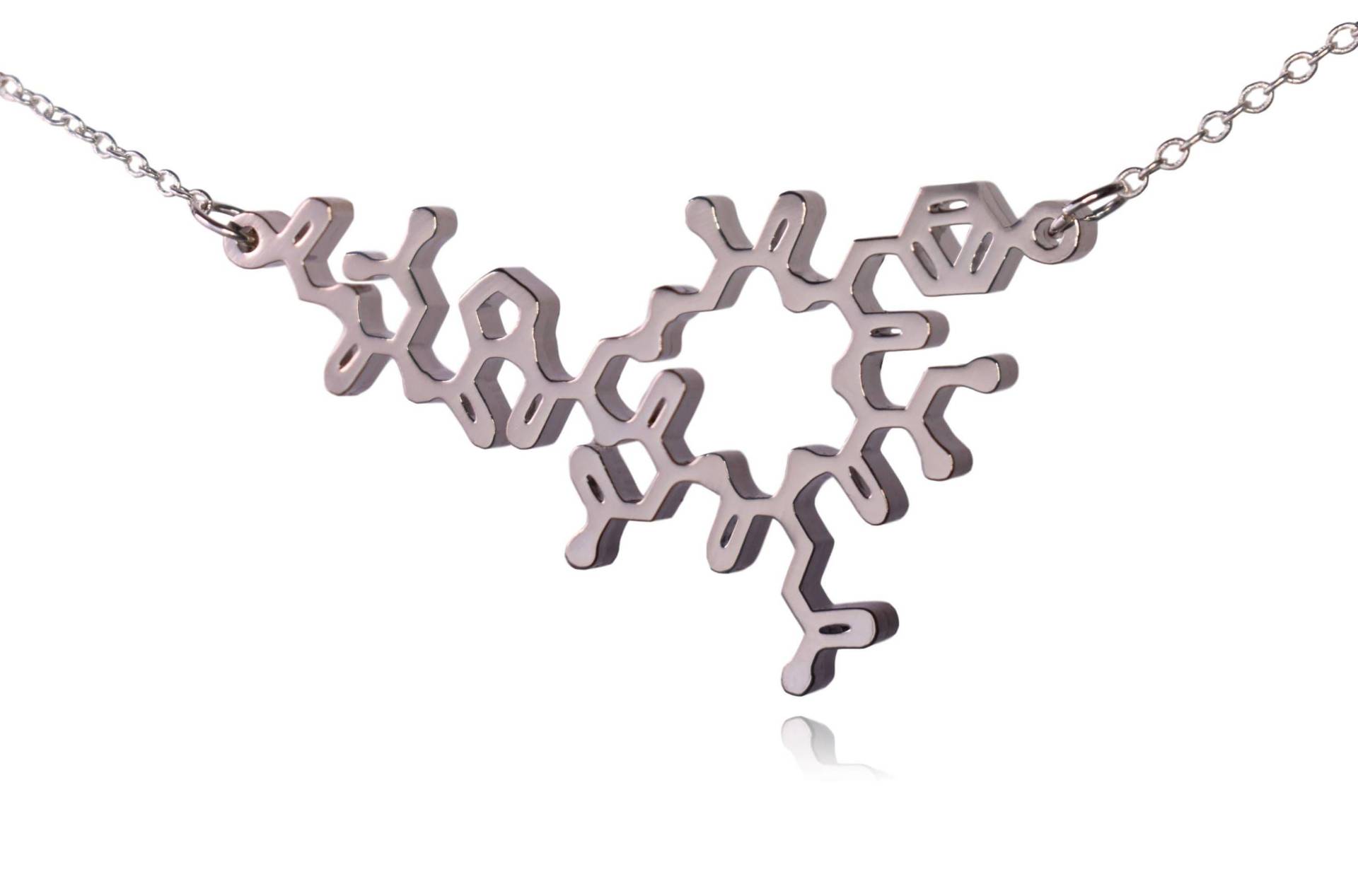Mit Rhodium Überzogene Oxytocin-Molekül-Halskette Mit Rhodium Überzogene Oxytocin-Molekül-Halskette von ClaytonJewelryLabs