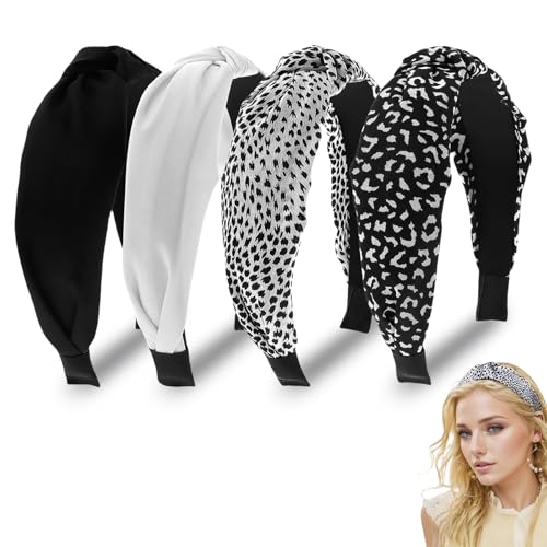 4 Stück Leopardenmuster Haarreifen Damen Breit, Rutschschutz Haarreif Damens Mode Haarreifen Damen Elegant,Vintage Haarbänder Frauen Geeignet Für Geburtstag Valentinstag Muttertag von ClcIosis