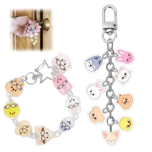 ClcIosis 2 Stück Cartoon Schlüsselanhänger, Niedlich Keychain, Kann an Freunde Oder Klassenkameraden Gegeben Werden Verwendet Werden, um an Rucksäcken Schlüsseln Schultertaschen usw zu Hängen von ClcIosis