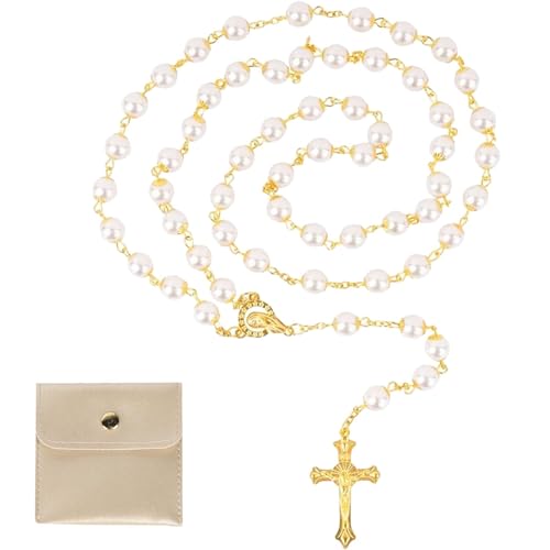 ClcIosis 2 Stück Rosenkranz Katholisch, Rosenkranz Kette, Rosary Necklace für Heilige Kommunion Taufe Konfirmation Geburtstag von ClcIosis