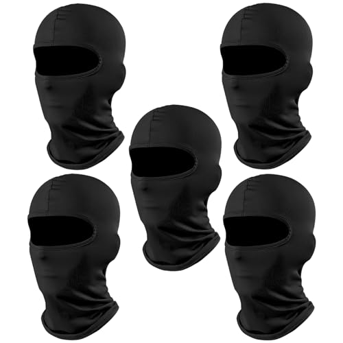 ClcIosis 5 Stücke Sturmhaube Sommer, Sturmhaube Motorrad, Skimaske Unisex Atmungsaktive Gesichtsmaske Geeignet für Outdoor Sportfahrräder, Motorräder und Fahrräder (Schwarz) von ClcIosis