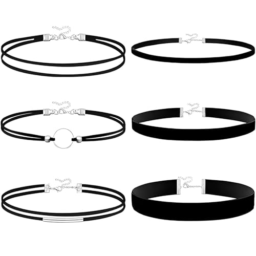 ClcIosis 6 Stück Choker Kette Damen, Schwarz Velvet Halsband Frau Elegantes Mehrschichtiges Design Für Dancing Geburtstag Party Cosplay von ClcIosis