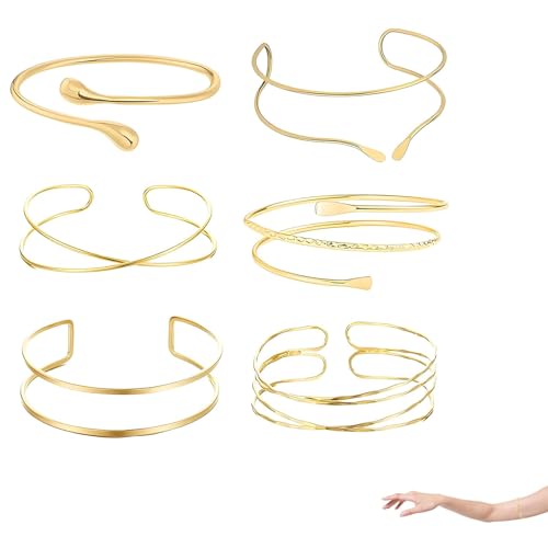 ClcIosis 6 Stück Oberarmreif Gold, Armreif Oberarm, Armreif Gold Oberarm Für Partys Und Besondere Anlässe von ClcIosis