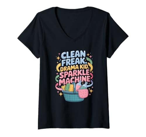 Damen Reinigungsmaschine T-Shirt mit V-Ausschnitt Damen Reinigungsmaschine T-Shirt mit V-Ausschnitt von Clean Enthusiast Fun