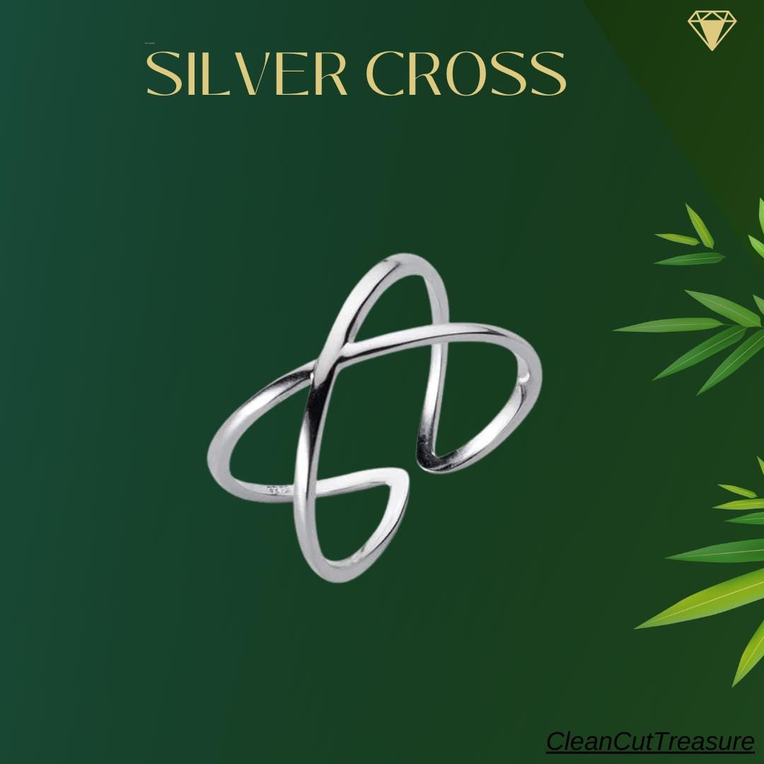 925 Silver Cross Minimalist Ring-Thumb Dainty Open Adjustable Ring-Mothers Presents-First Mothers-Mothers Day Gift For Her-Jewelry Woman 925 Silver Cross Minimalist Ring-Thumb Dainty Open Adjustable Ring-Mothers Presents-First Mothers-Mothers Day Gift For Her-Jewelry Woman von CleanCutTreasure