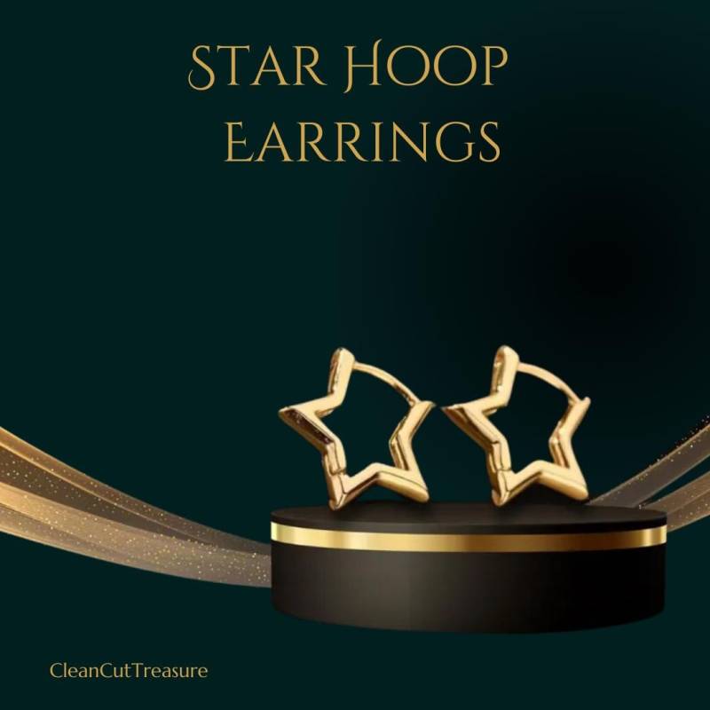 Modern Star Huggie Earrings, Celestial Hoop Earrings Gold, Minimalist Gift For Her, Pouch Modern Star Huggie Earrings, Celestial Hoop Earrings Gold, Minimalist Gift For Her, Pouch von CleanCutTreasure