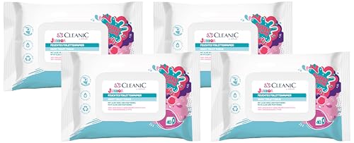 Cleanic Junior - Feuchtes Toilettenpapier Kinder - spülbar - Kombination aus Feuchtpapier und Feuchttuch - reinigt und erfrischt den Intimbereich - Kaugummiduft - Aloe Vera - Panthenol - 40 Stück von Cleanic