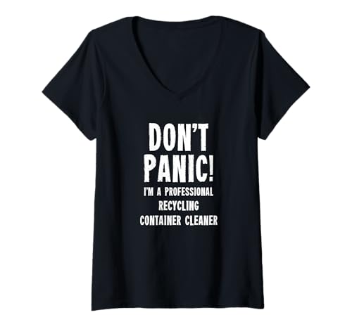 Damen Recyclingbehälter-Reiniger T-Shirt mit V-Ausschnitt von Cleaning and Maintenance Department T-Shirts & Gif