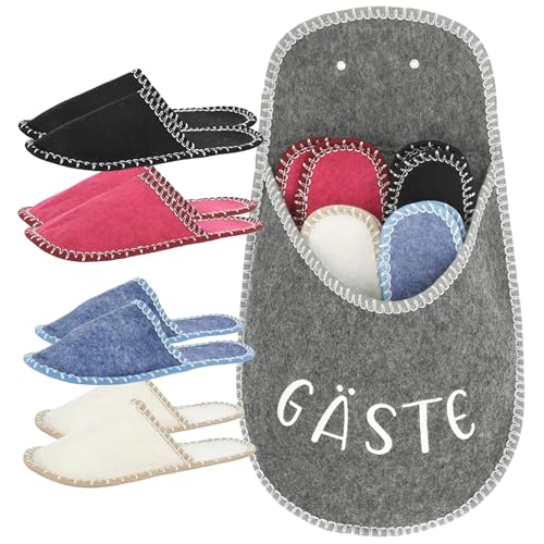 Cleanlevel EST 2016 Gästepantoffeln Gästehausschuhe Hausschuhe für Gäste im Set 5teilig Pantoffeln Schuhe mit Aufbewahrungstasche (Gäste 1 Stück) von Cleanlevel EST 2016