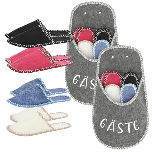 Cleanlevel EST 2016 Gästepantoffeln Gästehausschuhe Hausschuhe für Gäste im Set 5teilig Pantoffeln Schuhe mit Aufbewahrungstasche (Gäste 2 Stück) von Cleanlevel EST 2016