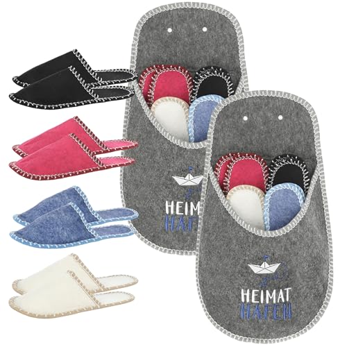 Cleanlevel EST 2016 Gästepantoffeln Gästehausschuhe Hausschuhe für Gäste im Set 5teilig Pantoffeln Schuhe mit Aufbewahrungstasche (Heimat 2 Stück) von Cleanlevel EST 2016