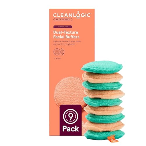 Cleanlogic Bath & Body Dual-Texture Facial Buffers For Sensitive Skin, Removes Makeup & Exfoliates Dull & Dry Skin, Vegan-Friendly - Pack of 9 Cleanlogic Bath & Body Dual-Texture Facial Buffers For Sensitive Skin, Removes Makeup & Exfoliates Dull & Dry Skin, Vegan-Friendly - Pack of 9 von Cleanlogic