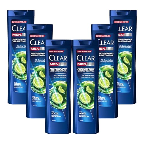 Clear Men Anti-Schuppen-Shampoo für fettiges Haar Anti-Fett bis zu 100% Anti-Schuppenschutz* 6x 225 ml von Clear