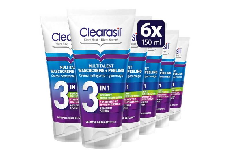 Clearasil 2-in-1 Gesichtswasser und Peeling Clearasil Multitalent Waschcreme & Peeling 6 x 150ml, 6-tlg., Waschcreme & Peeling von Clearasil