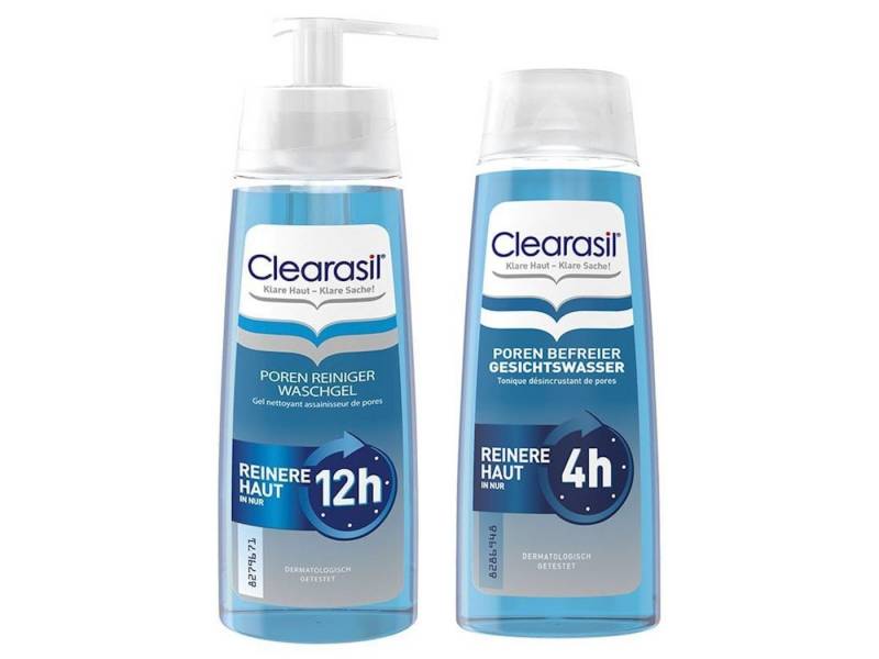 Clearasil Gesichtreinigungs-Set Clearasil Poren Reiniger Waschgel 200ml +Befreier Gesichtswasser 200ml, 2-tlg., Gesichtsreinigungs-Set von Clearasil