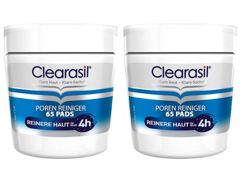 Clearasil Gesichtsreinigungstücher Poren Reiniger Pads, 2-tlg., Anti Pickel & Mitesser Pads zur Reinigung der Poren im Gesicht von Clearasil
