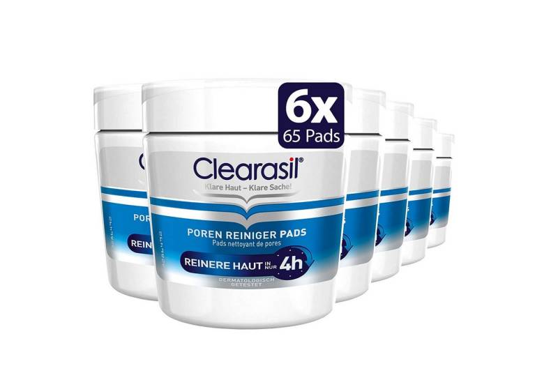 Clearasil Gesichtsreinigungstücher Pads (6 x 65 St), 6-tlg., Anti Pickel & Mitesser Pads zur Reinigung der Poren im Gesicht von Clearasil