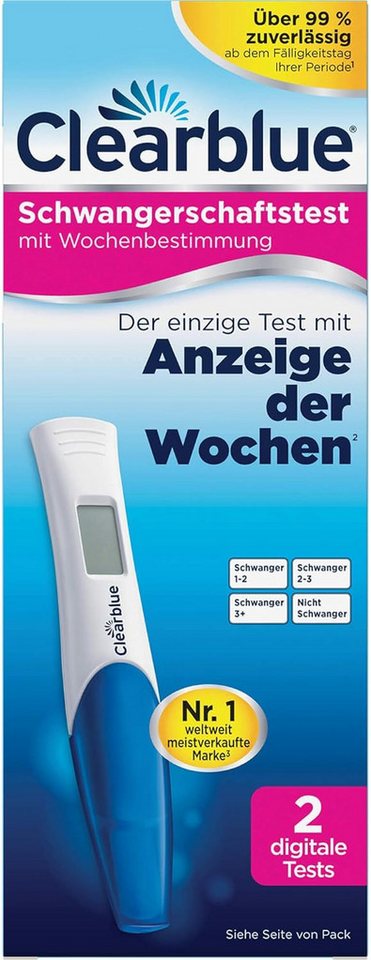 Clearblue Schwangerschaftstest Frühtest digital mit Wochenbestimmung, 2 Stk., 2-tlg. von Clearblue