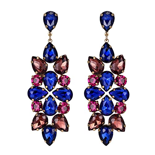 Clearine Art Deco Ohrringe funkelnde Marquise Kristall Teardrop Erklärung lange Ohrstecker für Damen Sapphire-Lila Gold-Ton von Clearine