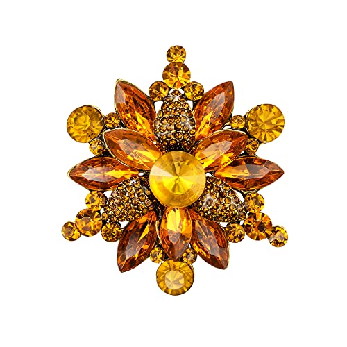 Clearine Blume Brosche Damen Art Deco Marquise Strass Pin für Kleidung Champagne Antique-Gold-Tone von Clearine