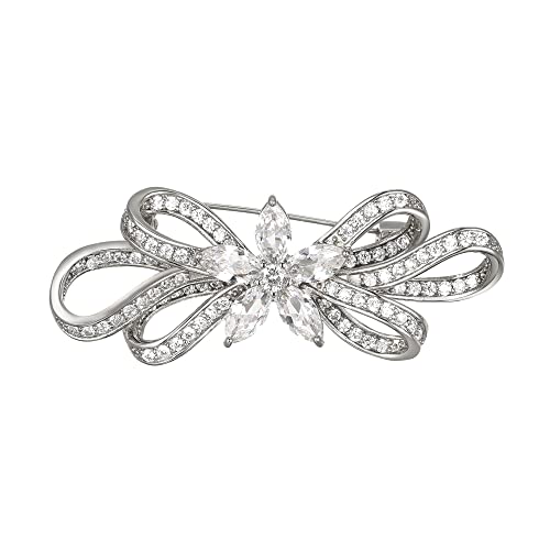Clearine Brosche für Damen Mode Marquise Zirkonia Edelstein Blume Pin für Kleidung Klar Silber-Ton von Clearine