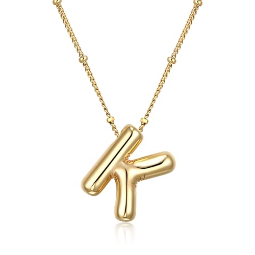 Clearine Bubble Letter Halskette Gold Luftballon Initial Halsketten Buchstabe K Anhänger für Damen Schmuck Geschenk für Geburtstag Weihnachten Clearine Bubble Letter Halskette Gold Luftballon Initial Halsketten Buchstabe K Anhänger für Damen Schmuck Geschenk für Geburtstag Weihnachten von Clearine
