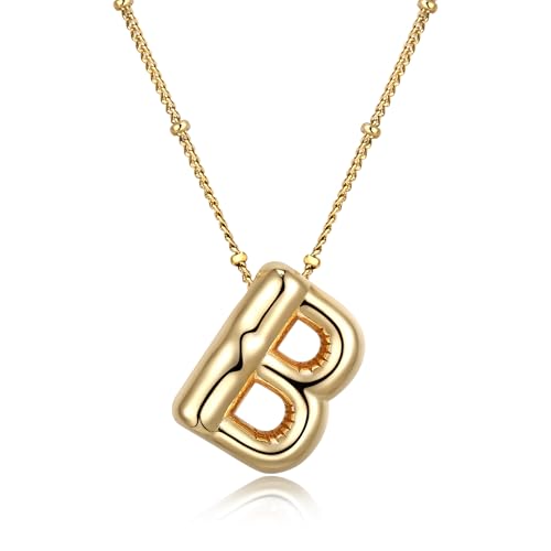 Clearine Bubble Letter Halskette Gold Luftballon Initial Halsketten Buchstabe B Anhänger für Damen Schmuck Geschenk für Geburtstag Weihnachten Clearine Bubble Letter Halskette Gold Luftballon Initial Halsketten Buchstabe B Anhänger für Damen Schmuck Geschenk für Geburtstag Weihnachten von Clearine