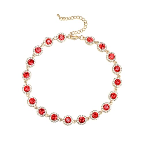 Clearine Bunte Kostüm Kristall Halskette für Damen Rubin Rhinsetone Vergoldete Kette Prom Partei Schmuck von Clearine