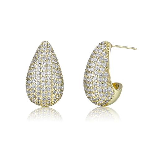 Clearine Chunky Teardrop Ohrringe für Damen, einzigartige Retro Hypoallergene Trendy Leichtgewicht Wassertropfen Gold Reifen Tropfen Ohrring für Party täglich tragen Zubehör Klar Gold-Ton von Clearine