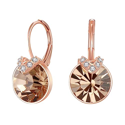 Clearine Cubic Zirkonia Leverback Ohrringe Braun Rosegold-Ton Kronleuchter Dangle Ohrringe Valentinstag/Geburtstag/Weihnachten/Muttertag Schmuck Geschenk für Mama/Frauen/Ehefrau/Freundin von Clearine