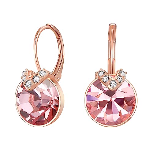 Clearine Cubic Zirkonia Leverback Ohrringe Rosa Rosegold-Tone Kronleuchter Dangle Ohrringe Schmuck Geschenk für damen Valentinstag/Geburtstag/Weihnachten/Muttertag von Clearine