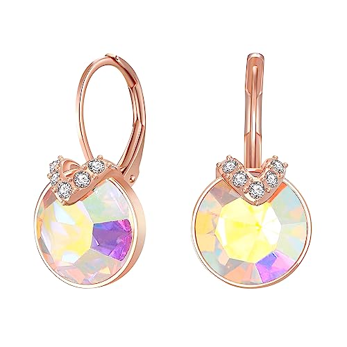 Clearine Cubic Zirkonia Leverback Ohrringe Schillernd AB Rosegold-Ton Kronleuchter Dangle Ohrringe Valentinstag/Geburtstag/Weihnachten/Muttertag Schmuck Geschenk für Mama/Frauen/Ehefrau/Freundin von Clearine