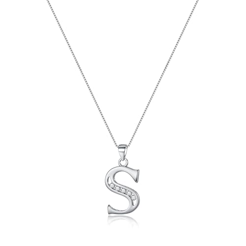 Clearine Halskette 925 Sterling Silber mit CZ 26 Buchstabe Alphabet Initial Personalisiert A biz Z Anhänger Kette für Damen Mädchen 44,5cm S Clearine Halskette 925 Sterling Silber mit CZ 26 Buchstabe Alphabet Initial Personalisiert A biz Z Anhänger Kette für Damen Mädchen 44,5cm S von Clearine