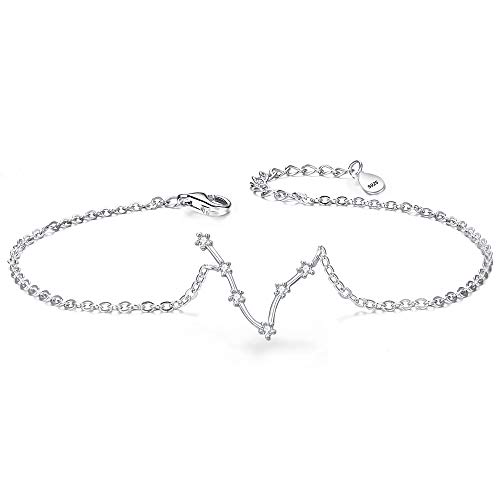 Clearine Armkette Sternzeichen 925 Sterling Silber CZ 12 Sternbild ''Fische'' Einfach Stil Armband für Damen Mädschen von Clearine