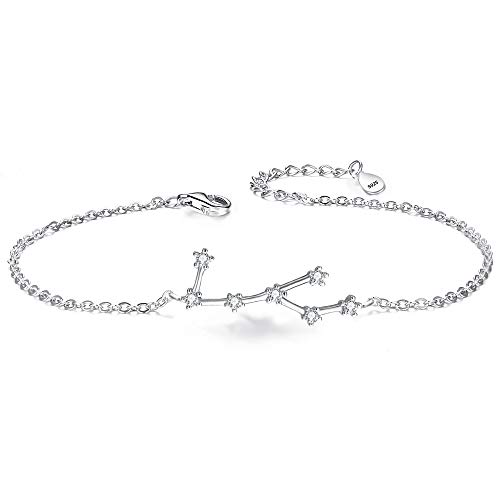 Clearine Armkette Sternzeichen 925 Sterling Silber CZ 12 Sternbild ''Jungfrau'' Einfach Stil Armband für Damen Mädschen von Clearine