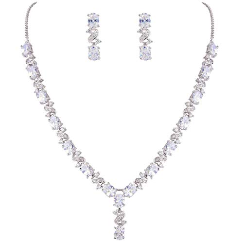 Clearine Damen Elegant Delicate Cubic Zirconia Unendlichkeit Y-Form Halskette Dangle Ohrringe Set Klar Clearine Damen Elegant Delicate Cubic Zirconia Unendlichkeit Y-Form Halskette Dangle Ohrringe Set Klar von Clearine
