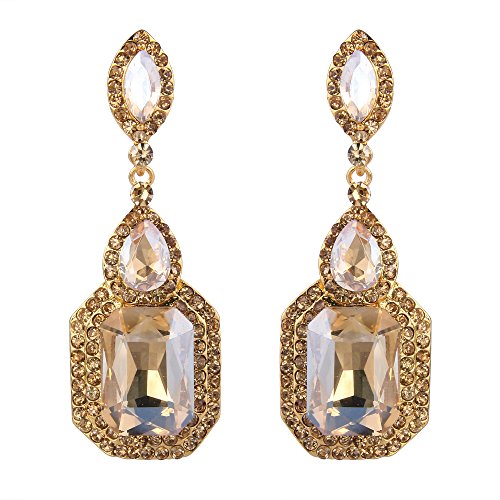 Clearine Damen Fashion Einfach Geometrisch Kristall Marquise Tropfen Form Chandelier Dangle Statement Ohrringe Gold-Ton Braun Clearine Damen Fashion Einfach Geometrisch Kristall Marquise Tropfen Form Chandelier Dangle Statement Ohrringe Gold-Ton Braun von Clearine