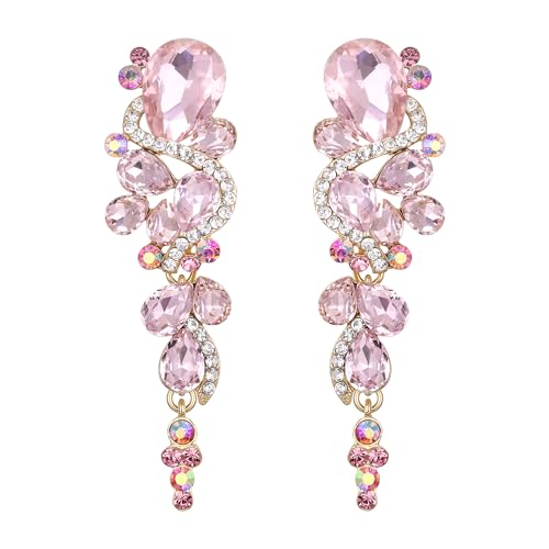 Clearine Damen Hochzeit Braut Böhmisch Boho Kristall Kronleuchter Lange Drop Dangle Ohrringe Rosa Gold Tone Clearine Damen Hochzeit Braut Böhmisch Boho Kristall Kronleuchter Lange Drop Dangle Ohrringe Rosa Gold Tone von Clearine