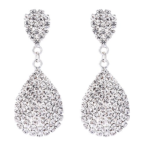 Clearine Damen Hochzeit Braut Kristall Unendlichkeit Figur 8 Cluster Beads Dangle Ohrringe Klar Silber-Ton von Clearine