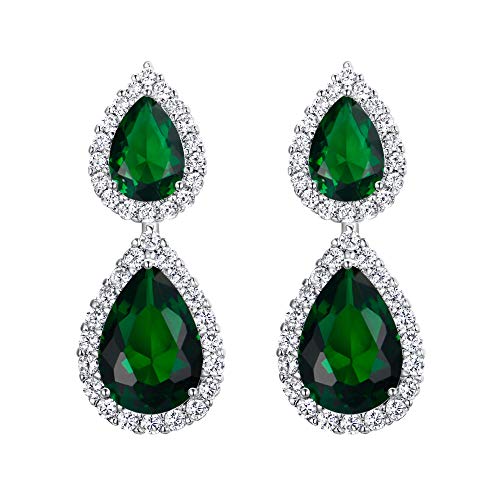 Clearine Damen Ohrringe Hochzeit Braut CZ Teardrop unendlich Infinity Figur 8 baumeln Ohrhänger Ohrstecker Ohr Schmuck Grün von Clearine