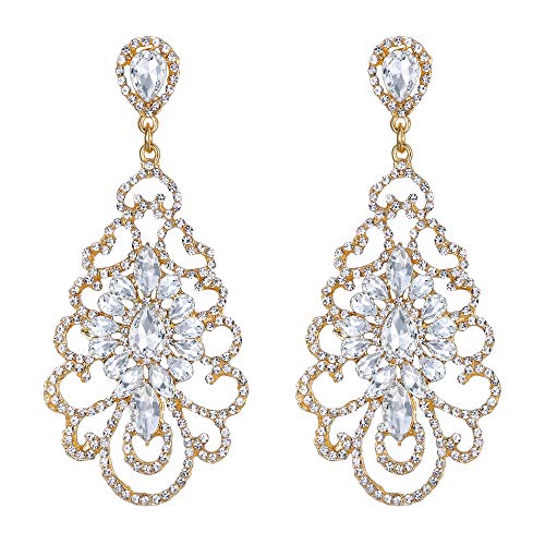 Clearine Damen Ohrringe Hochzeit Braut Party Abend Strass Kristall Vintage Retro Ohrstecker Ohrhänger Klar Gold-Ton Clearine Damen Ohrringe Hochzeit Braut Party Abend Strass Kristall Vintage Retro Ohrstecker Ohrhänger Klar Gold-Ton von Clearine