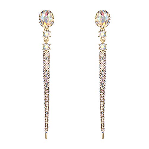 Clearine Nagel Ohrringe voll Kristall mode Trendy Oval lange Chandelier Hängend Ohrstecker Ohrschmuck Klar Gold-Ton von Clearine
