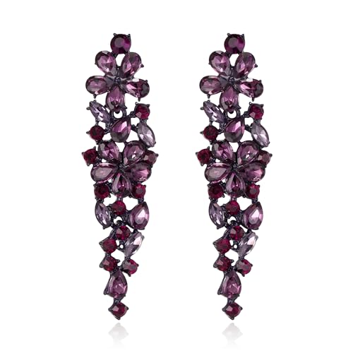 Clearine Damen Sparkle Marquise Strass Kristall Anweisung baumeln Art Deco Prom Kronleuchter Tropfen Ohrringe für Hochzeit Braut Amethyst lila Ton von Clearine