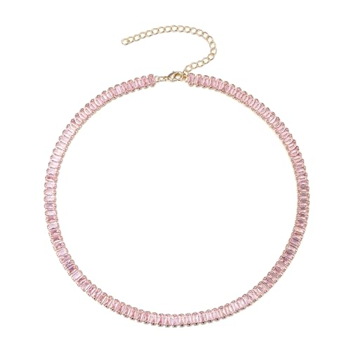 Clearine Funkeln voll Cubic Zirkonia Choker klassische Gold plattiert Rosa Tennis Halskette für Damen von Clearine