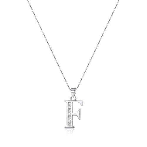 Clearine Halskette 925 Sterling Silber mit CZ 26 Buchstabe Alphabet Initial Personalisiert A biz Z Anhänger Kette für Damen Mädchen 44,5cm F Clearine Halskette 925 Sterling Silber mit CZ 26 Buchstabe Alphabet Initial Personalisiert A biz Z Anhänger Kette für Damen Mädchen 44,5cm F von Clearine