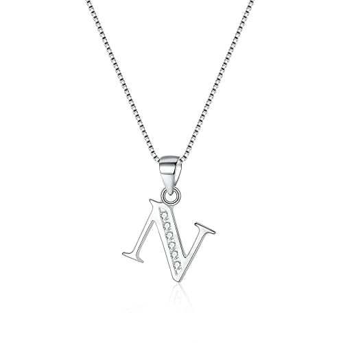 Clearine Halskette 925 Sterling Silber mit CZ 26 Buchstabe Alphabet Initial Personalisiert A biz Z Anhänger Kette für Damen Mädchen 44,5cm N Clearine Halskette 925 Sterling Silber mit CZ 26 Buchstabe Alphabet Initial Personalisiert A biz Z Anhänger Kette für Damen Mädchen 44,5cm N von Clearine