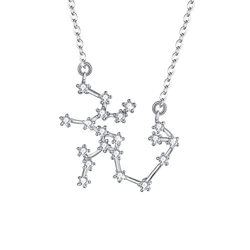 Clearine Halskette Sternzeichen 925 Sterling Silber CZ- Schütze Sternbild 12 Horoskop Astrologie Anhänger Kette klar für Damen Mädschen von Clearine