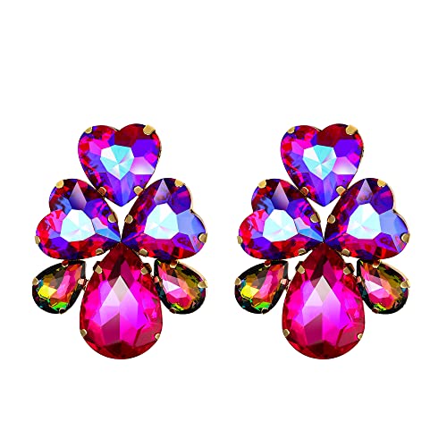 Clearine Herz Ohrstecker Teardrop Cluster Kristall Strass Statement Ohrringe für Hochzeit Prom Party Lila Gold-Tone von Clearine