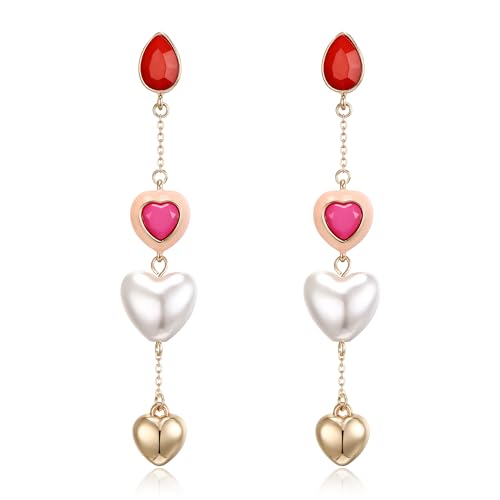 Clearine Herz simuliert Perle baumeln Ohrringe Valentinstag Schmuck Geschenk für Damen von Clearine